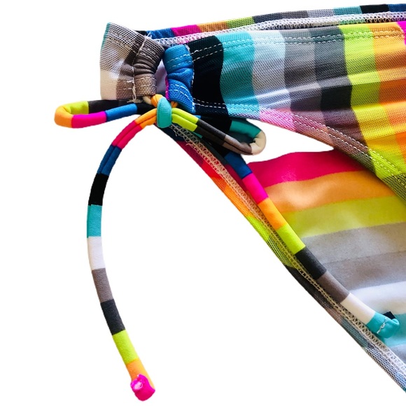 Raisins Neon Stripe Mesh Tie Bikini Bottoms NWT - Picture 2 of 12